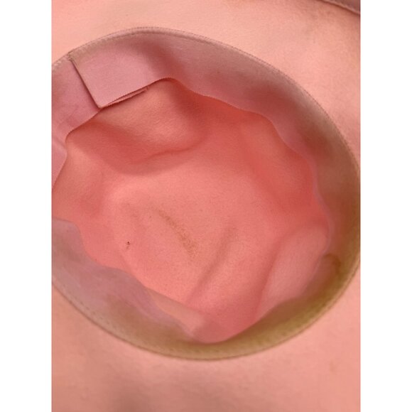 Vintage Pink Wool & Felt Ladies Fedora Hat wide bow ribbon trim READ - Picture 6 of 6